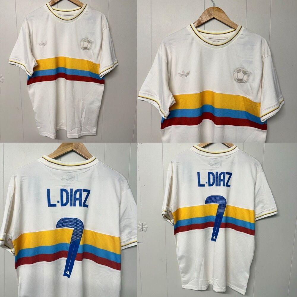 Adidas #7 L Diaz Colombia 100 Year Anniversary Jersey 1924- 2024 Beige Men L NWT